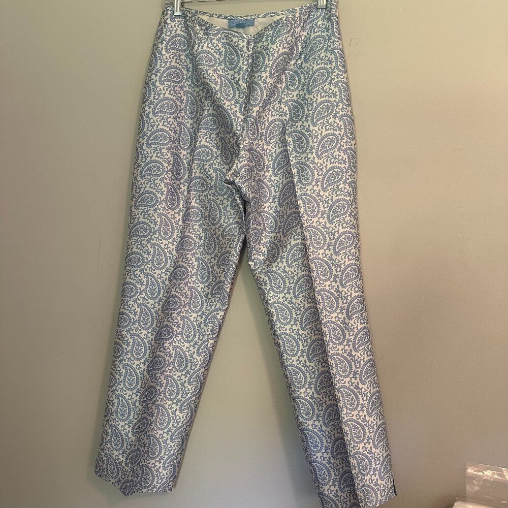 J. Mclaughlin Straight Leg Boho Paisley Pants 100% Silk - 8